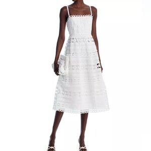 Aqua White Lace Midi Dress